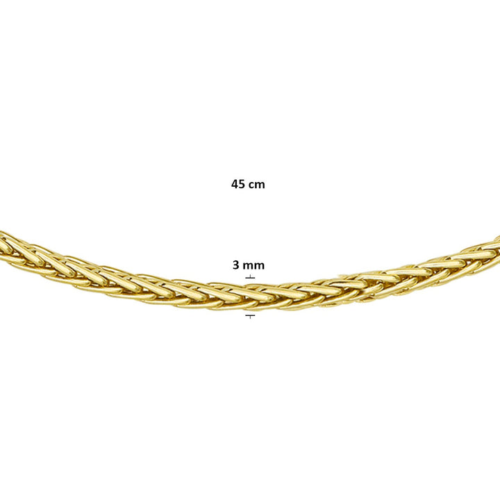 9k Geelgouden vossestaart collier met zilveren kern