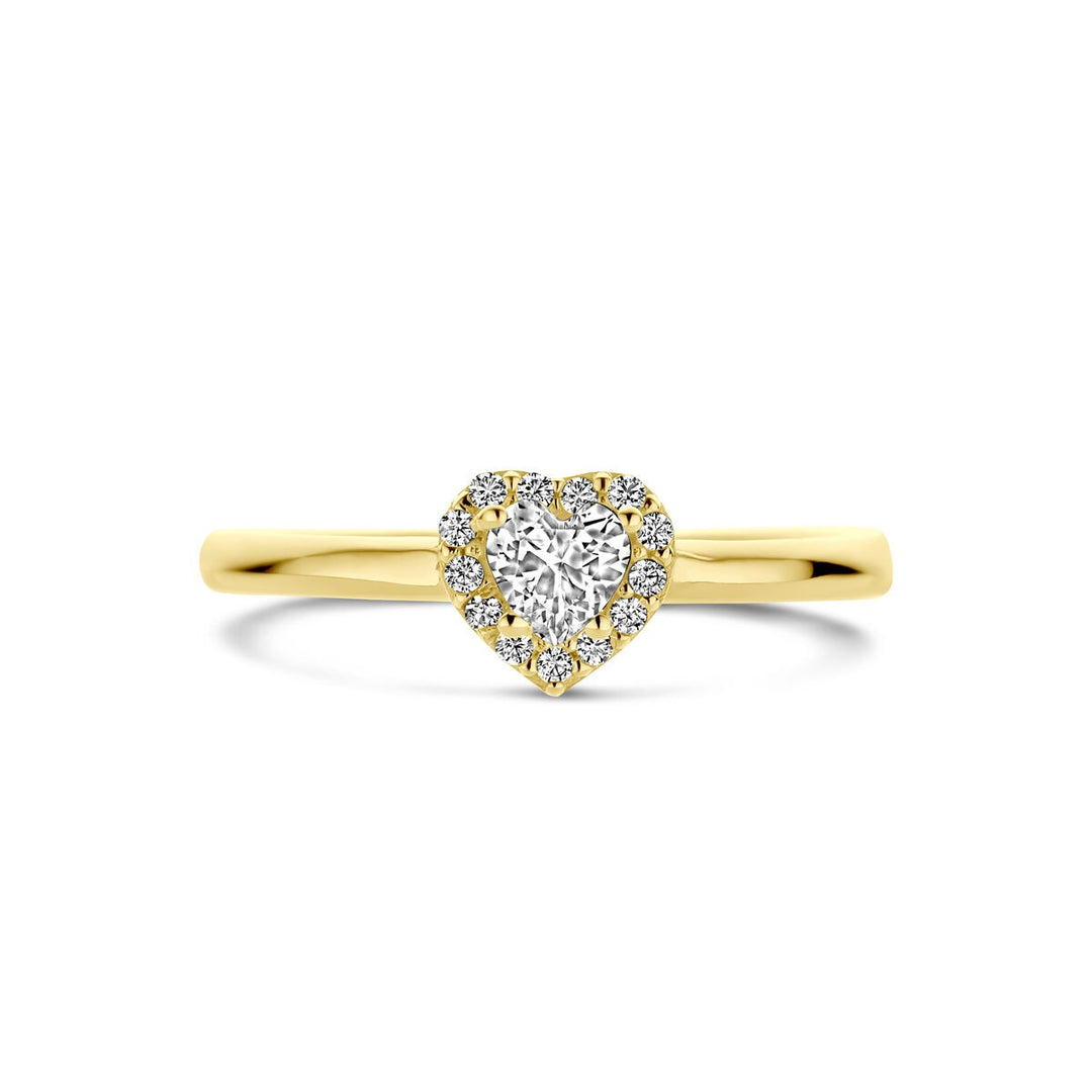 14k Geelgouden Ring met Hartvormige Zirkonia – 6.5mm