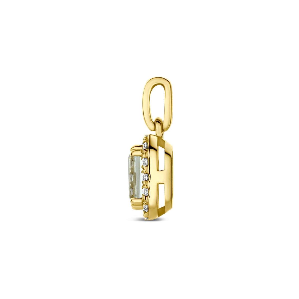 14k Geelgouden hanger met groene amethist en lab grown diamant