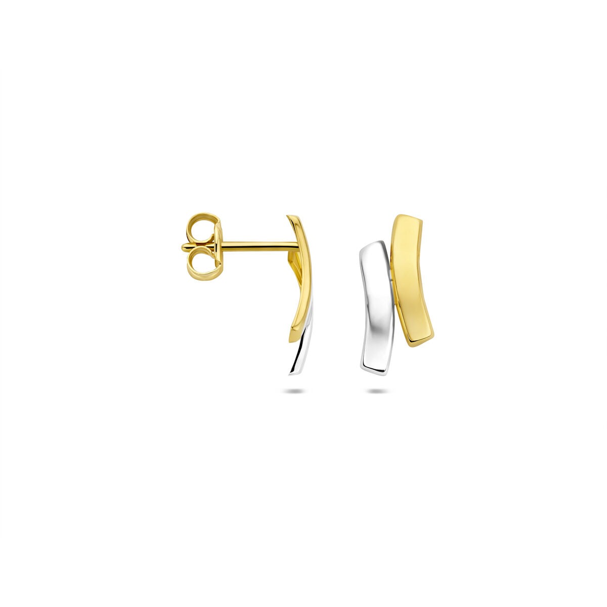9k bicolor gouden oorknopjes