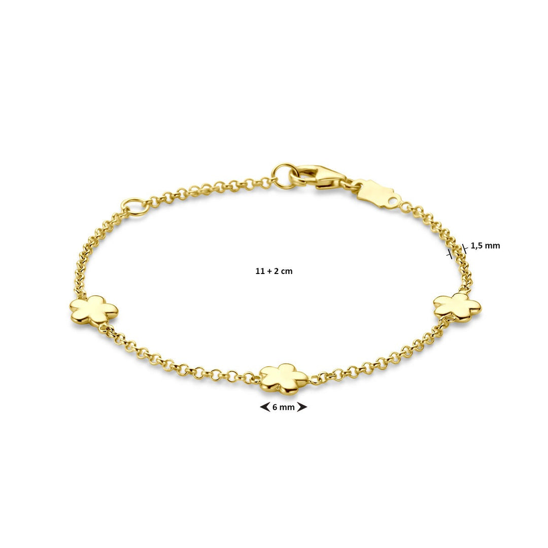 14k Geelgouden Armband met Bloemen