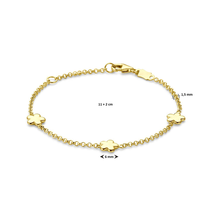 14k Geelgouden Armband met Bloemen