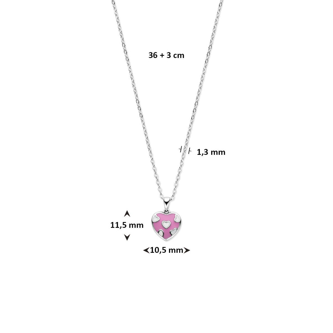 Zilveren ketting met hartje – gerhodineerd kinder collier 36 + 3 cm