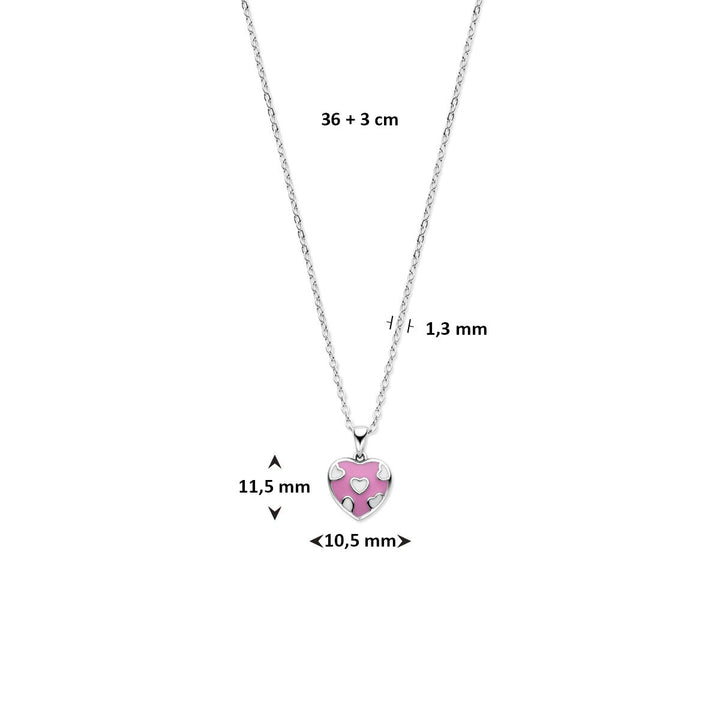 Zilveren ketting met hartje – gerhodineerd kinder collier 36 + 3 cm