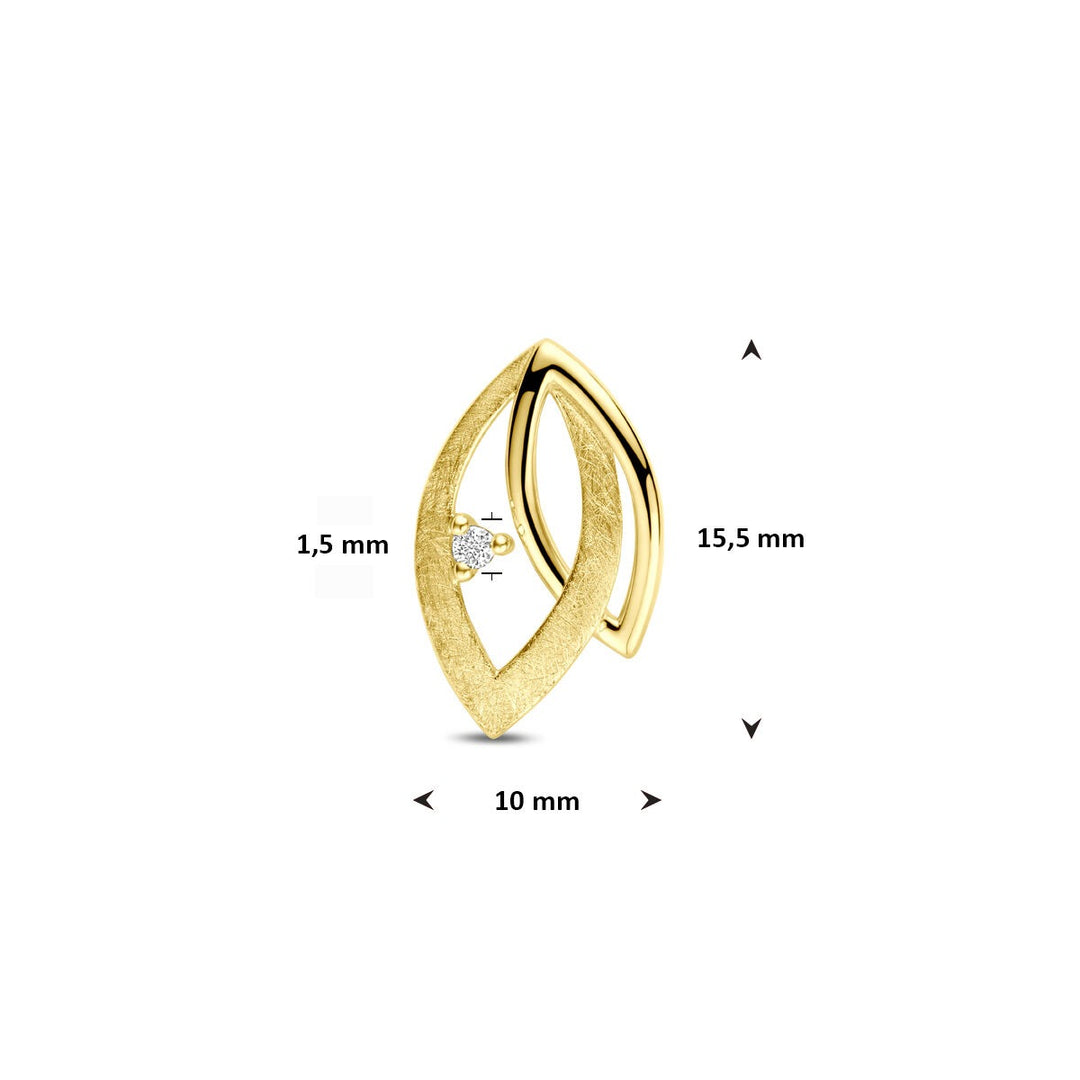 Gouden hanger met diamant 14k 0.02ct h si 15,5 mm