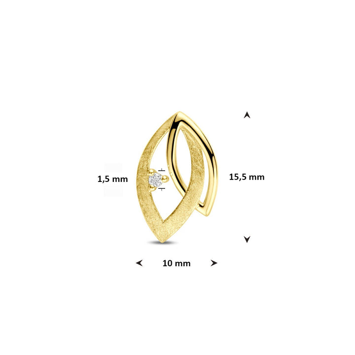 Gouden hanger met diamant 14k 0.02ct h si 15,5 mm