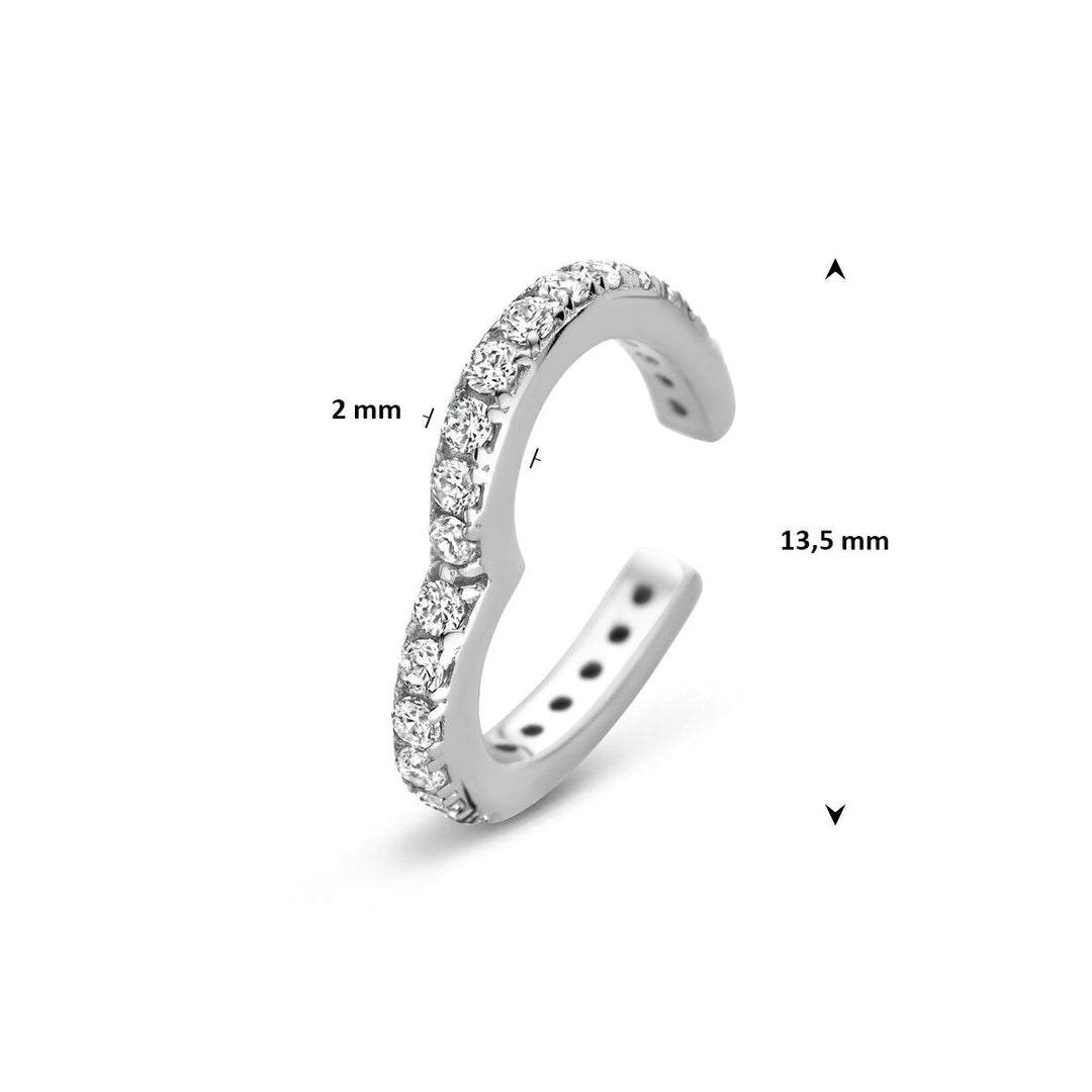 Gerhodineerd zilveren ear cuff met hartje en zirkonia