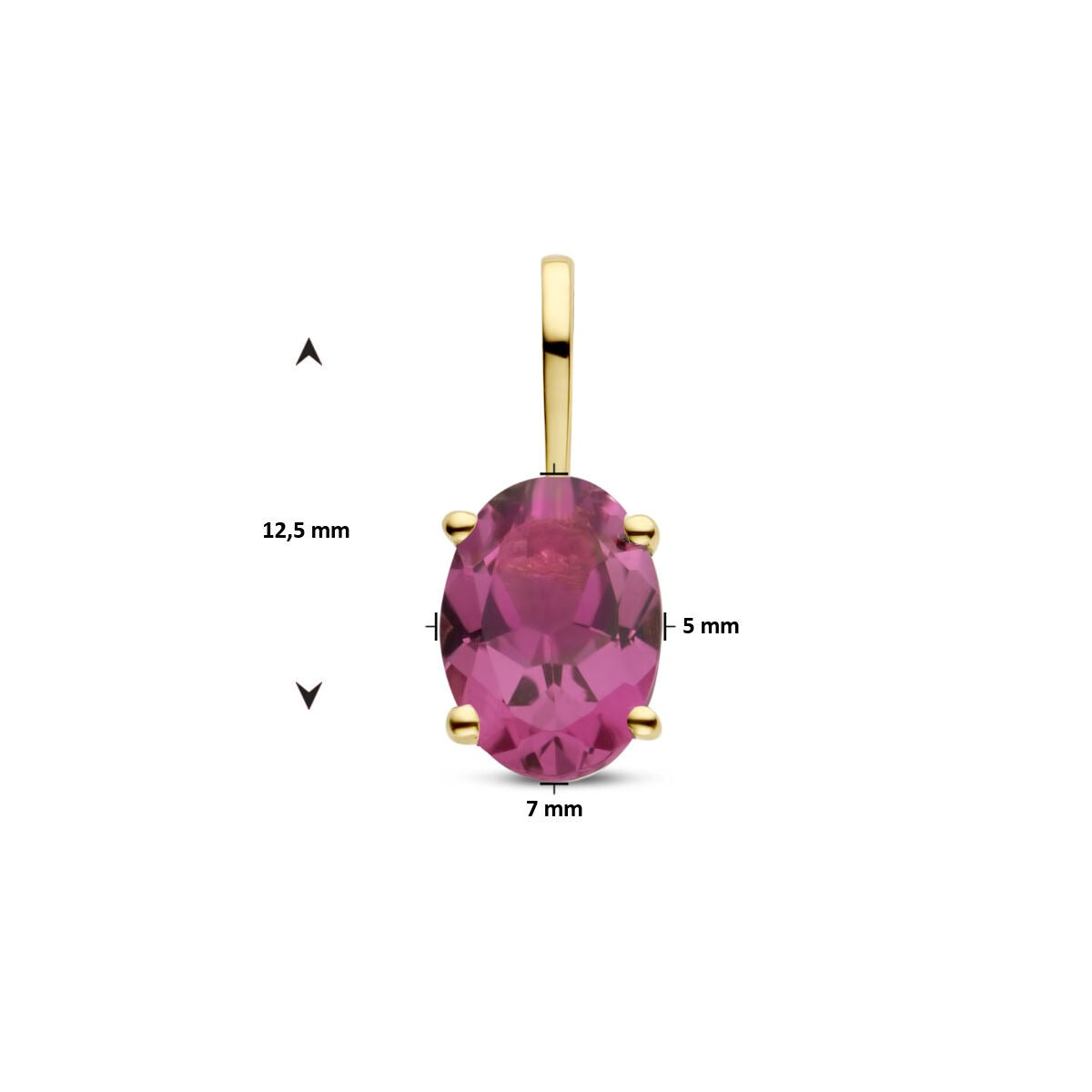 14k geelgouden hanger met roze toermalijn – geboortesteen