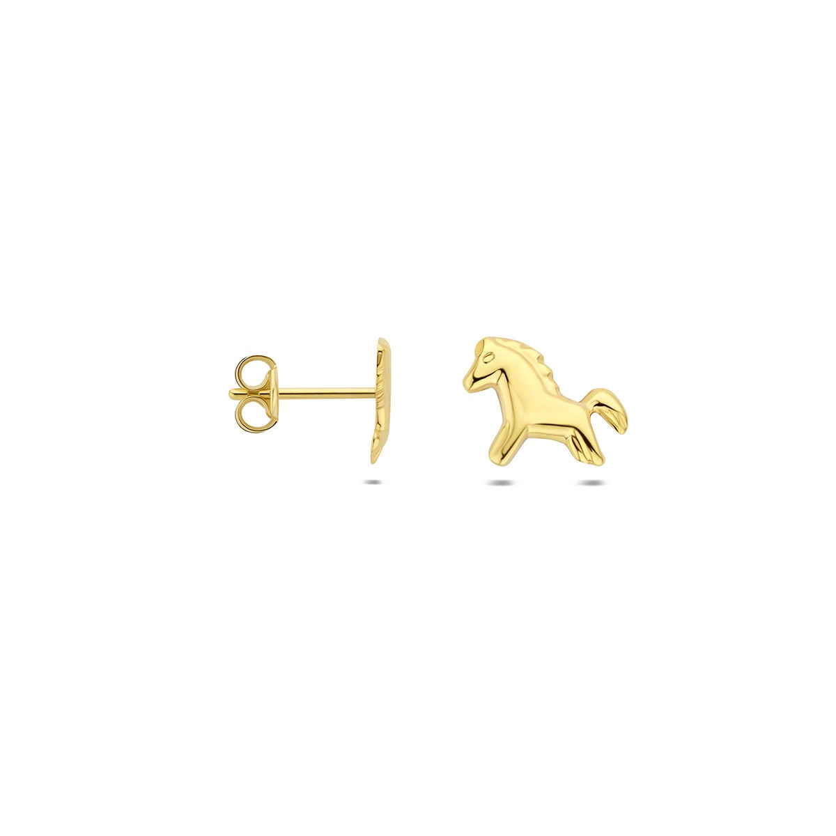 9k Geelgouden oorknopjes paard