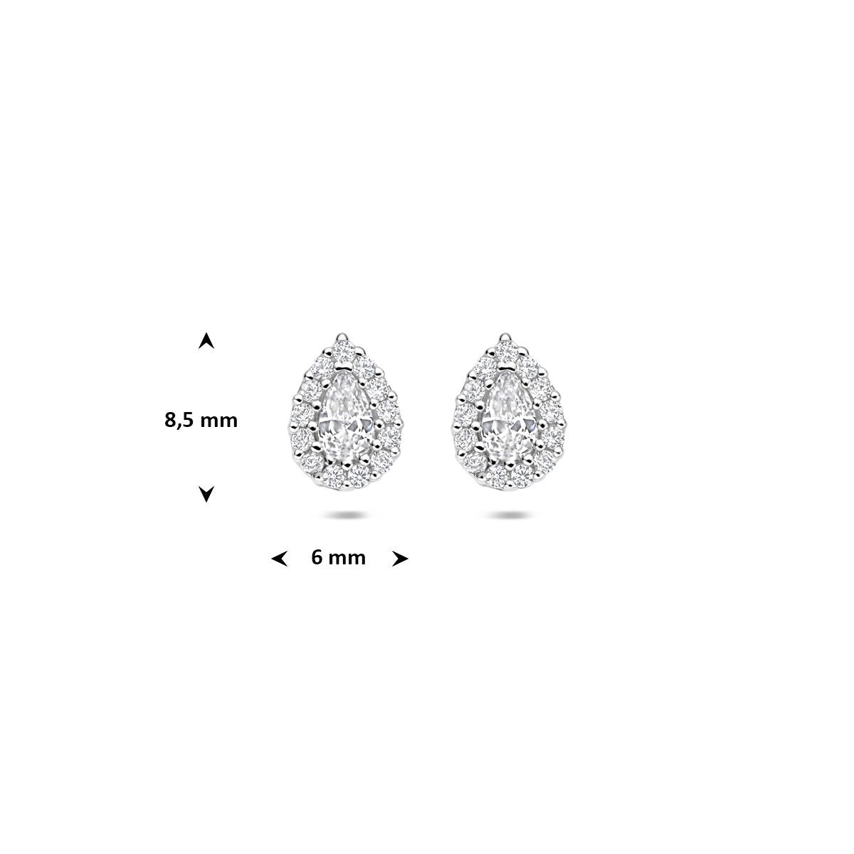 Zilveren oorknopjes met zirkonia – gerhodineerd 925 zilver