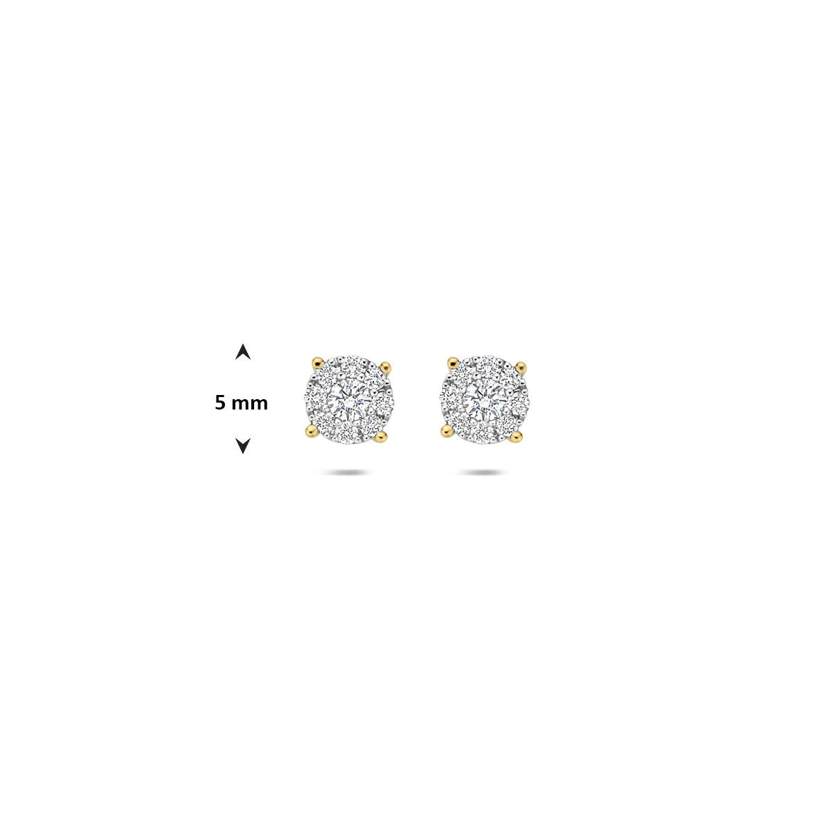 14k bicolor oorknoppen met diamant – 0.25ct, 5mm