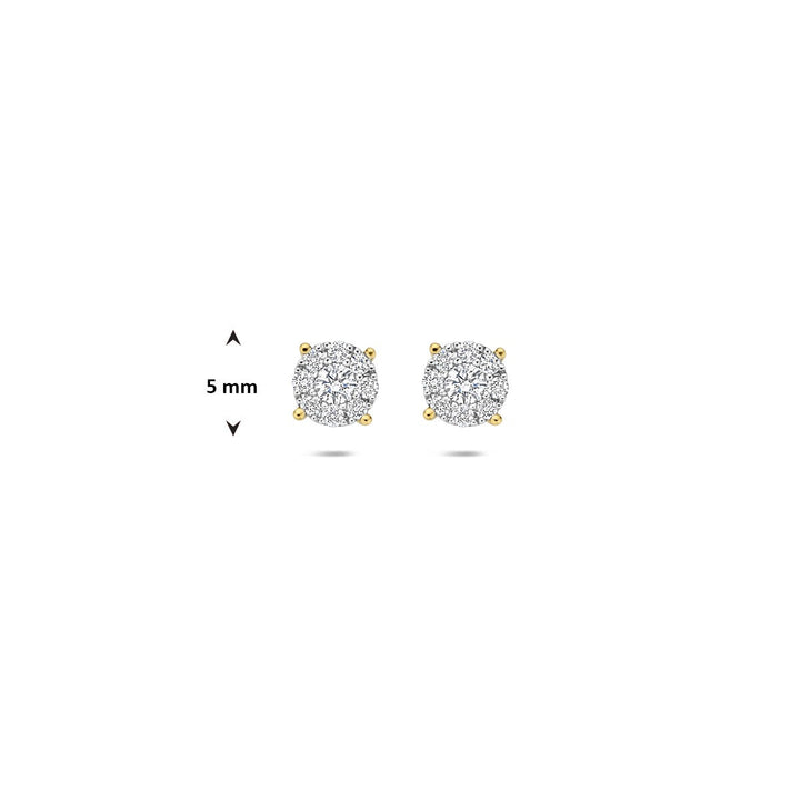 14k bicolor oorknoppen met diamant – 0.25ct, 5mm