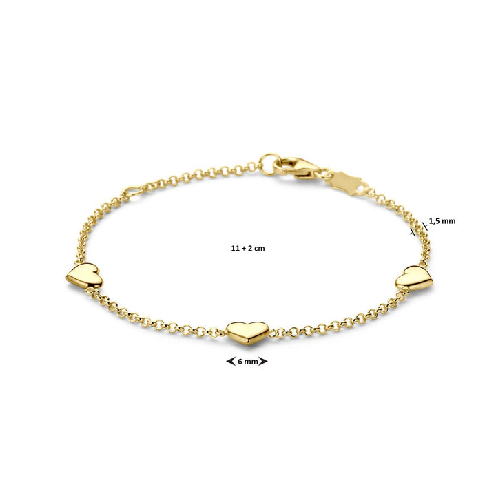 14k Geelgouden Armband met Hartjes