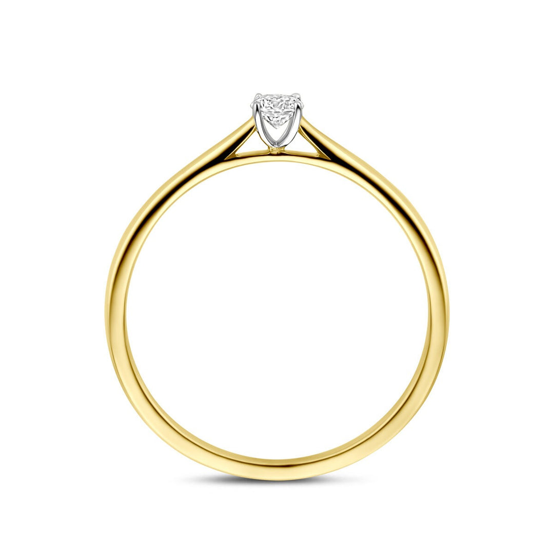 14k Bicolor geel- en witgouden ring met 0.10ct lab grown diamant