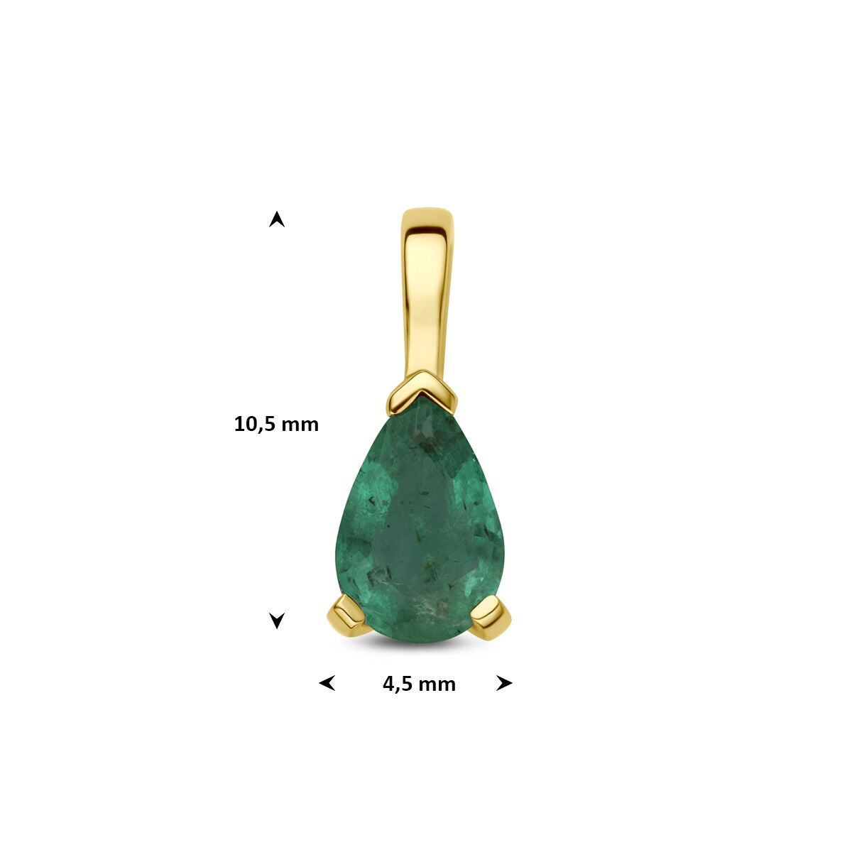 14k geelgouden hanger met smaragd