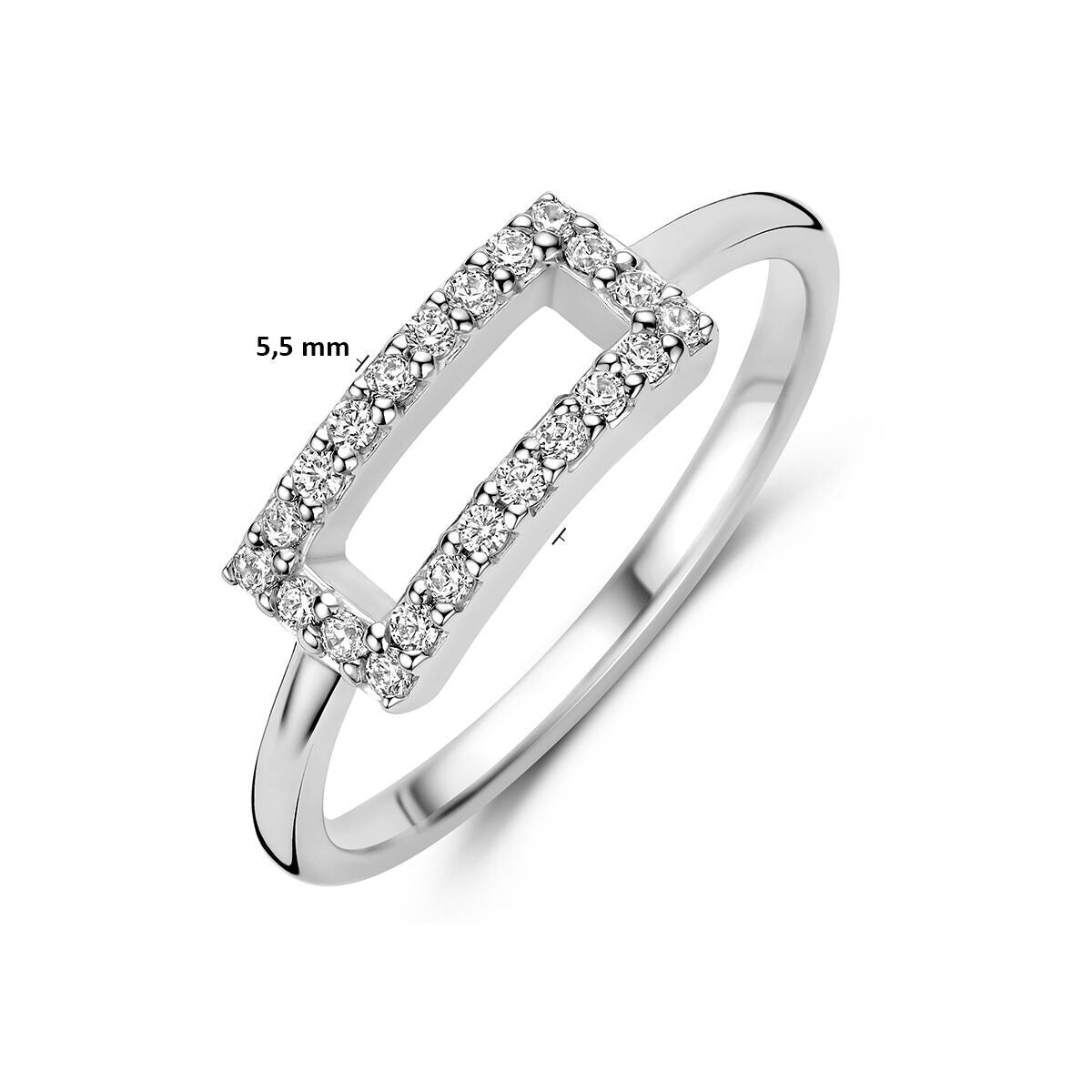 Gerhodineerde 925 zilveren ring met zirkonia