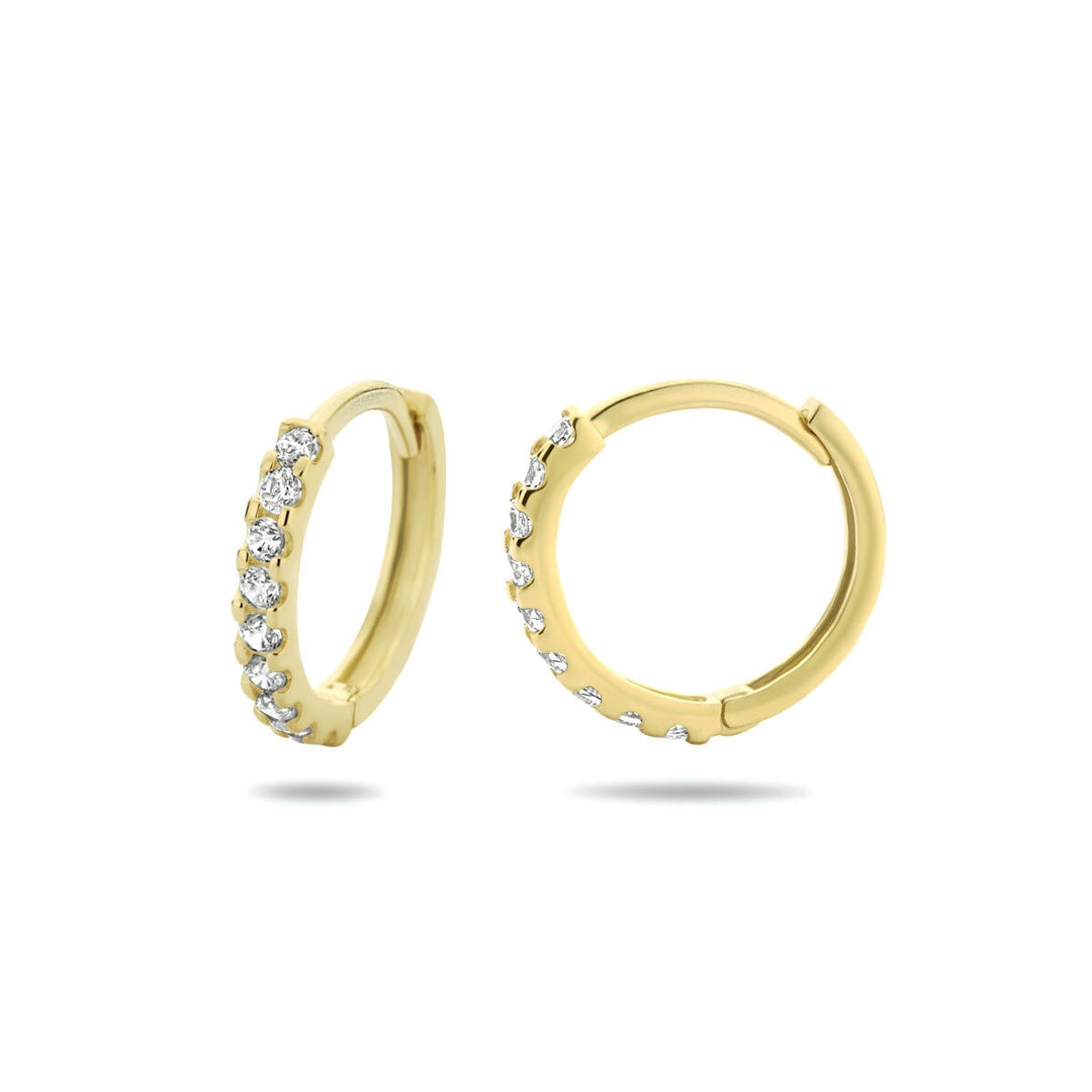 9k Geelgouden Klapoorringen met Zirkonia 12.5 x 1.5 mm