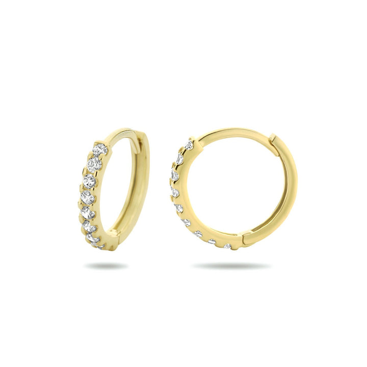 9k Geelgouden Klapoorringen met Zirkonia 12.5 x 1.5 mm