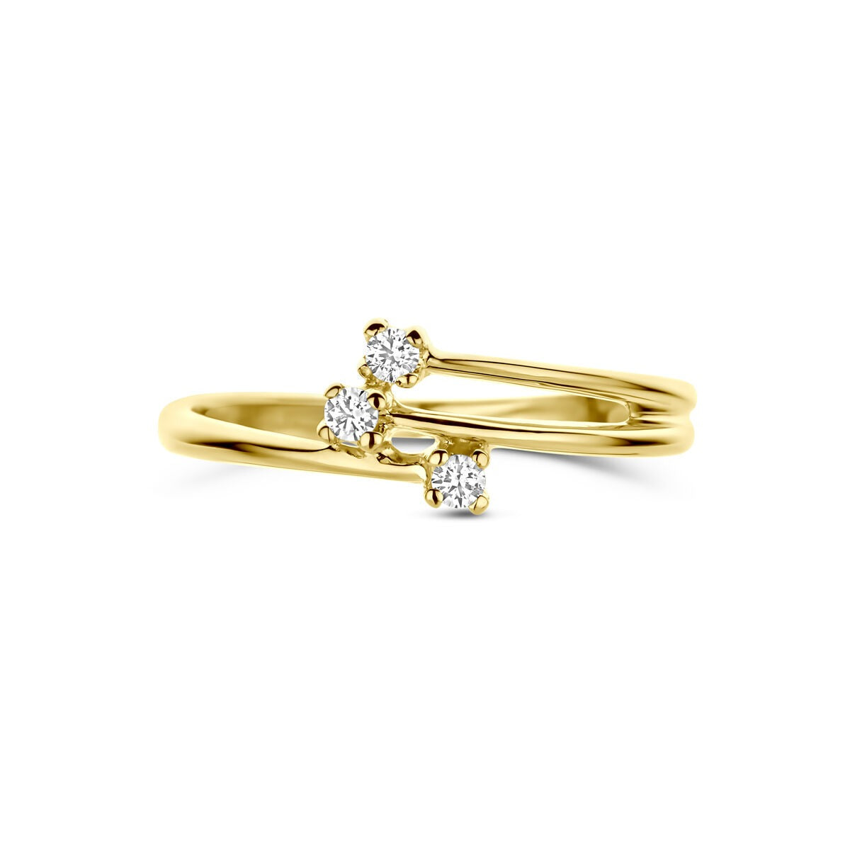 Gouden damesring met zirkonia – 14k geelgoud