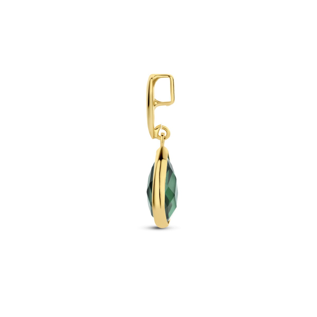 9k geelgouden hanger met groene agaat