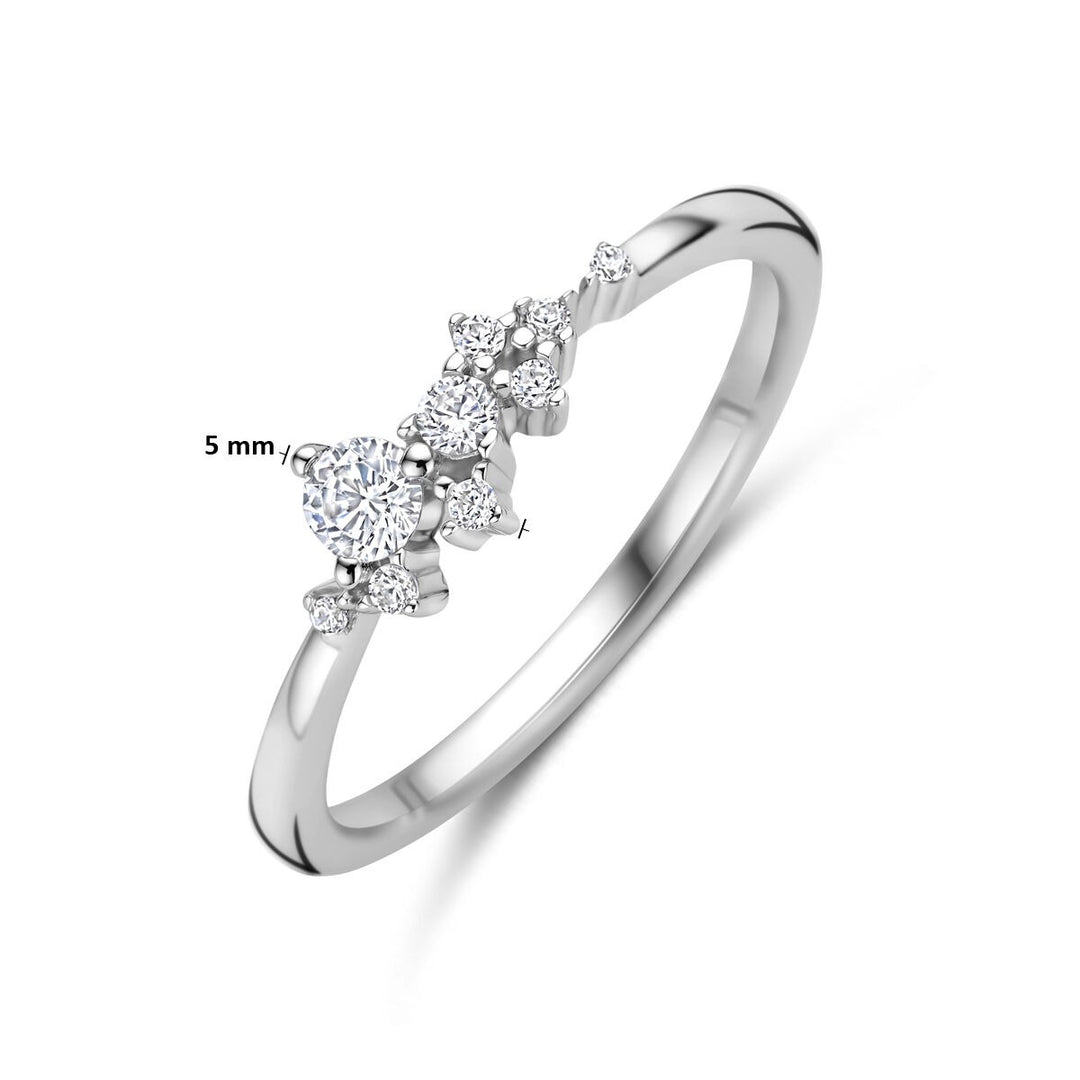 Zilveren dames ring met zirkonia in entouragezetting – 5 mm breed