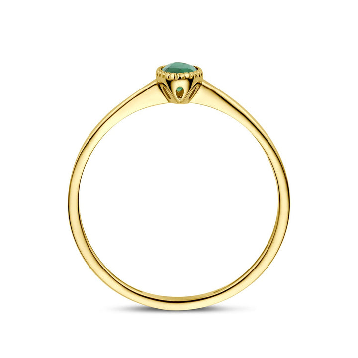9k Geelgouden ring met smaragd