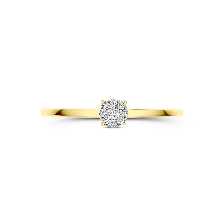 14k bicolor gouden ring met diamant 0.06ct