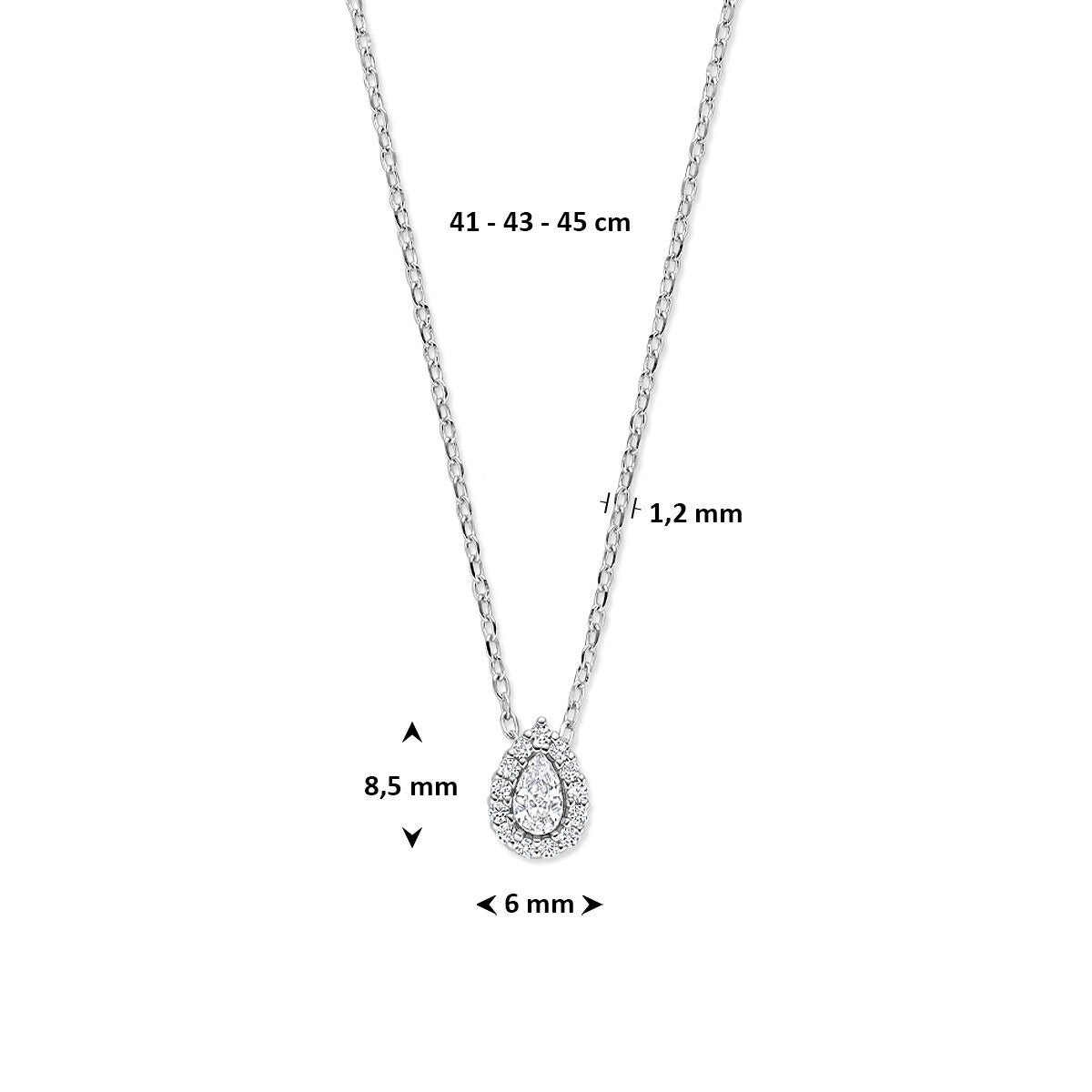 Zilveren ketting met zirkonia – gerhodineerd 925 zilver