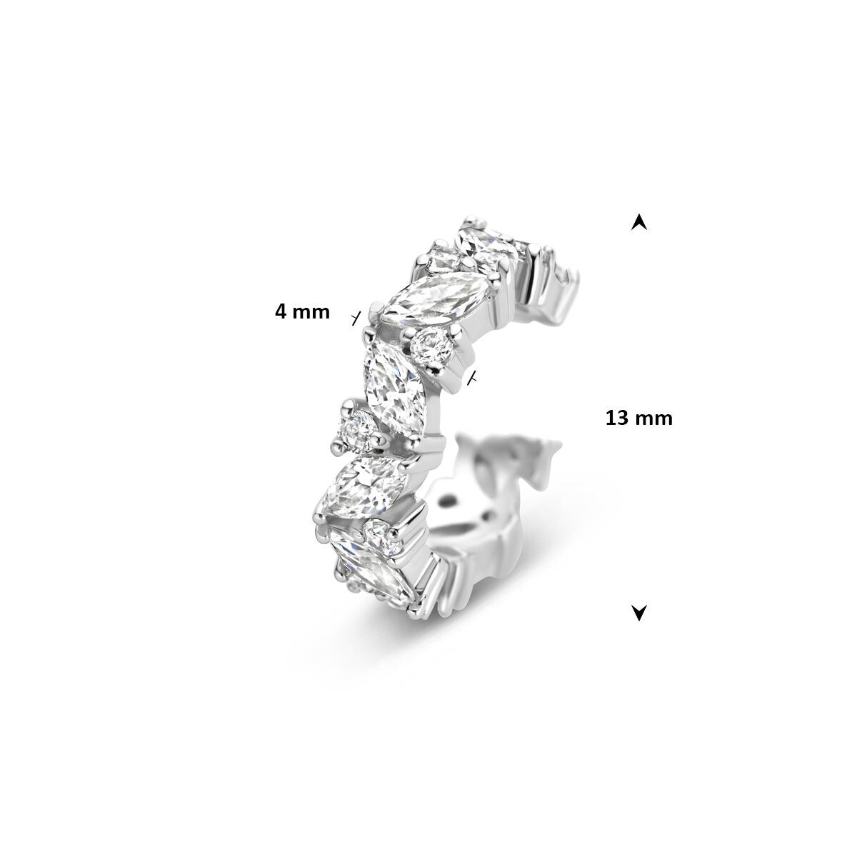 Zilveren ear cuff met zirkonia – gerhodineerd 925 zilver