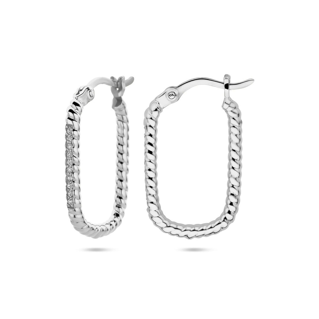 earrings zirconia silver rhodium plated