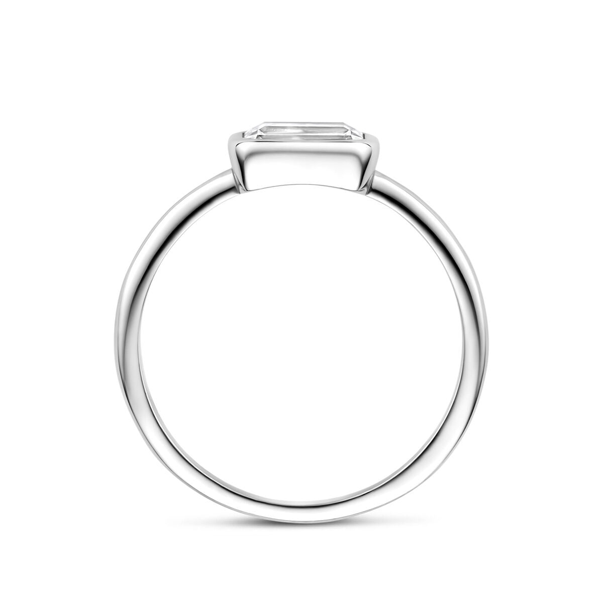 Gerhodineerd 925 zilveren ring met zirkonia