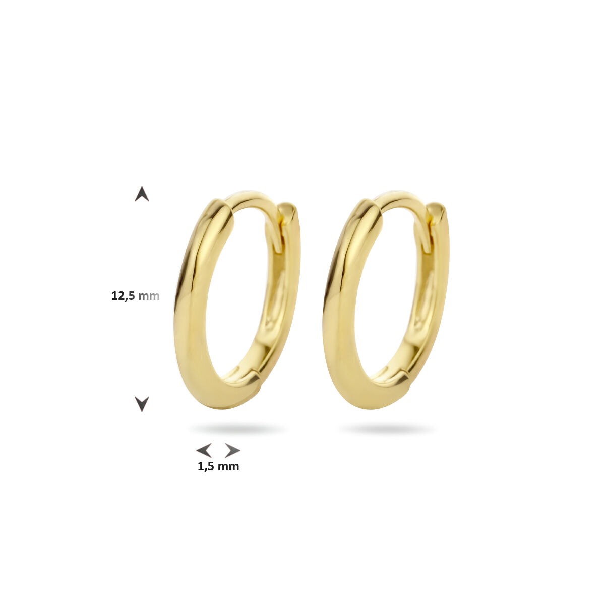 Verguld Zilveren Klapoorringen – Half-Rond 12.5 mm