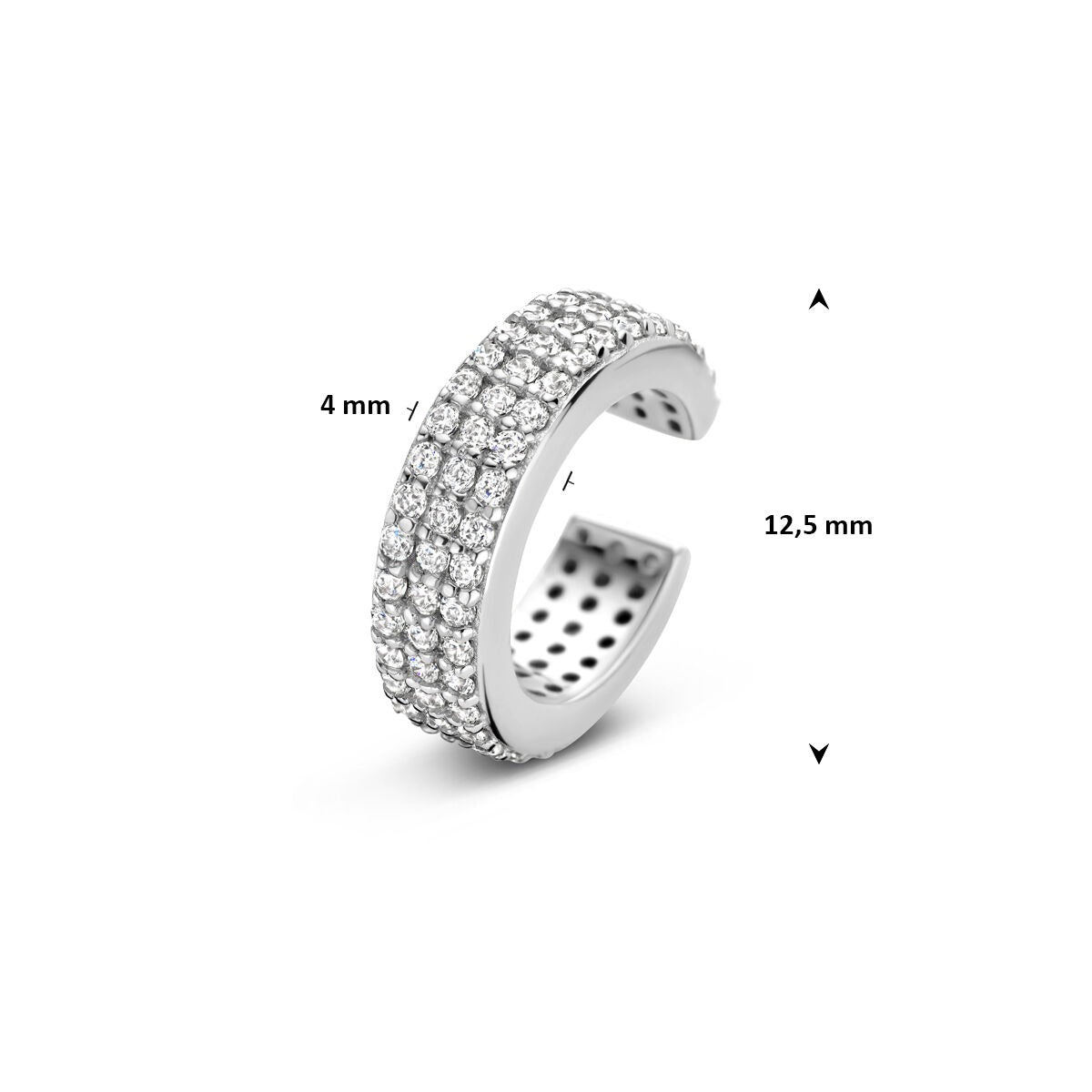 Zilveren ear cuff met zirkonia – gerhodineerd 925