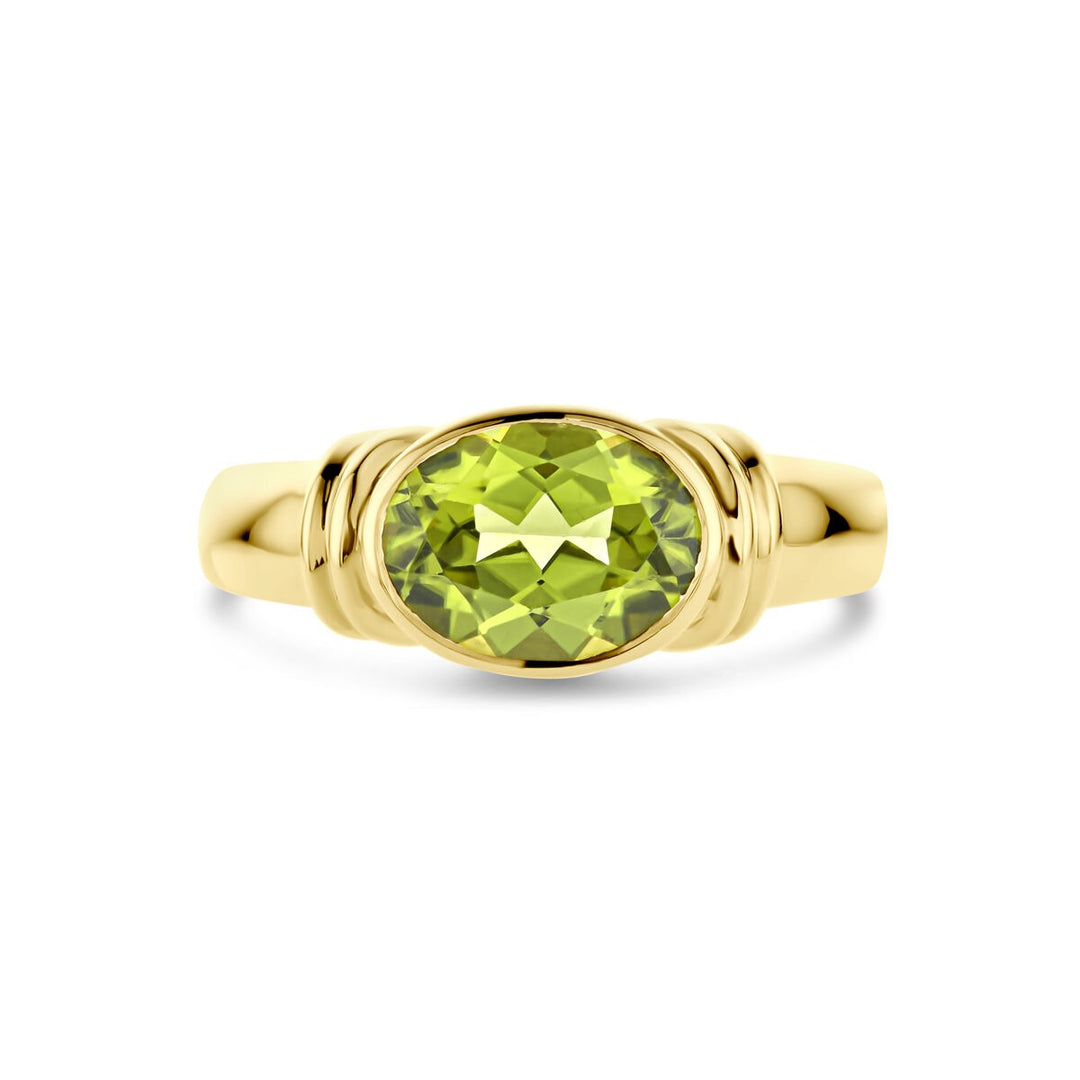 Gouden dames ring – 14k met ovale peridoot