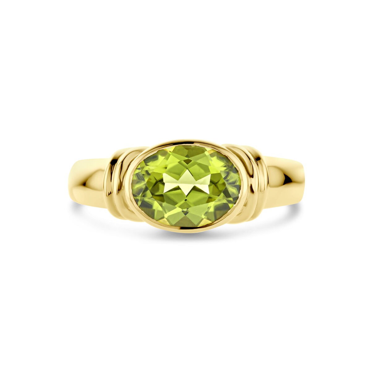 Gouden dames ring – 14k met ovale peridoot