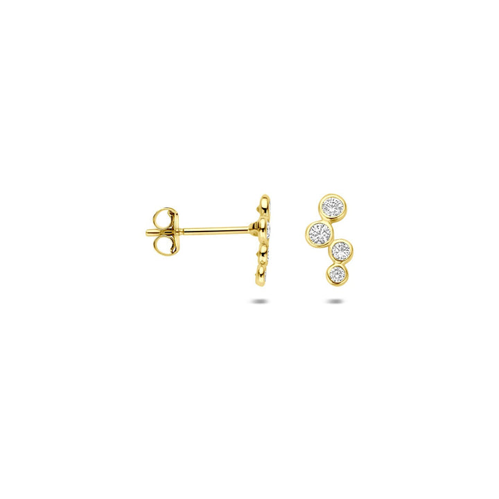 ear studs zirconia 14K yellow gold 