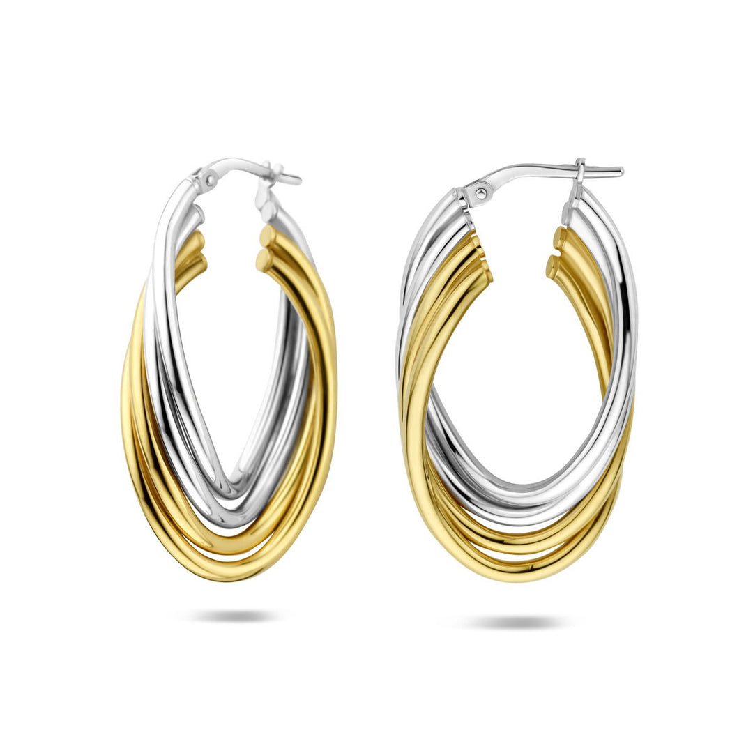 Bicolor verguld en gerhodineerd zilveren ovale oorringen – stijlvolle contrasten