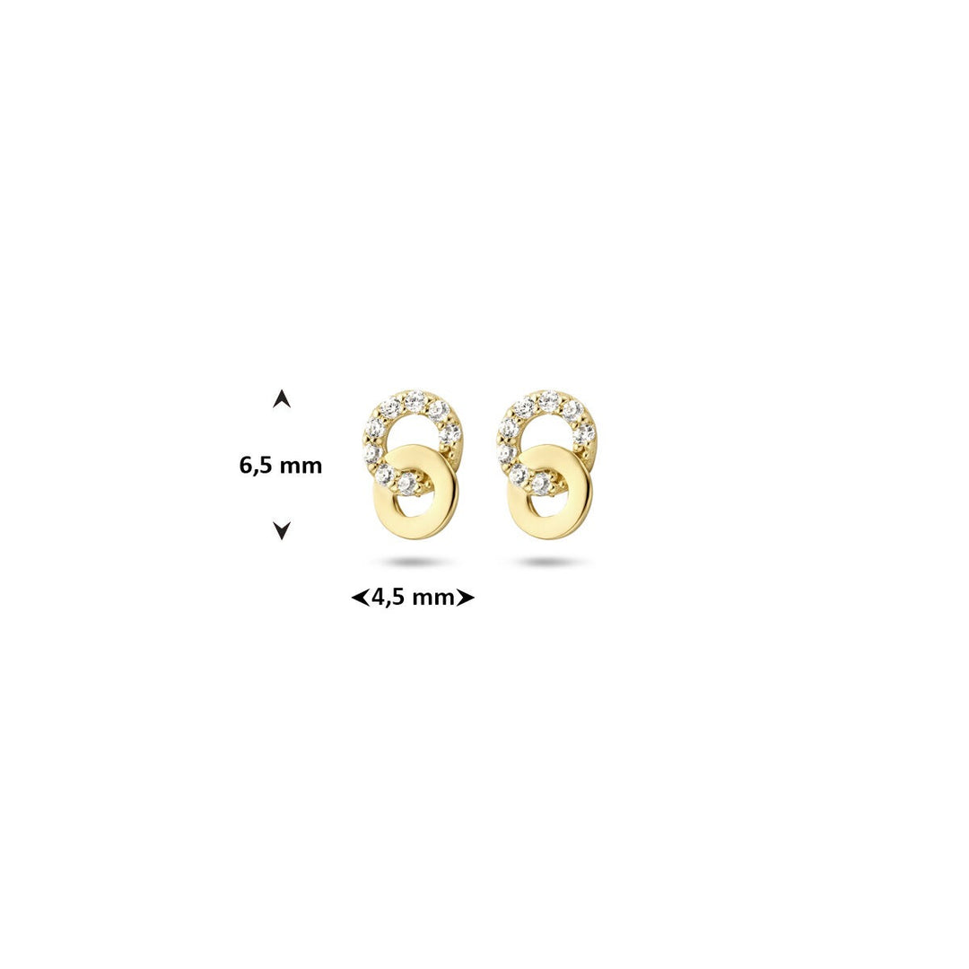 ear studs zirconia 14K yellow gold