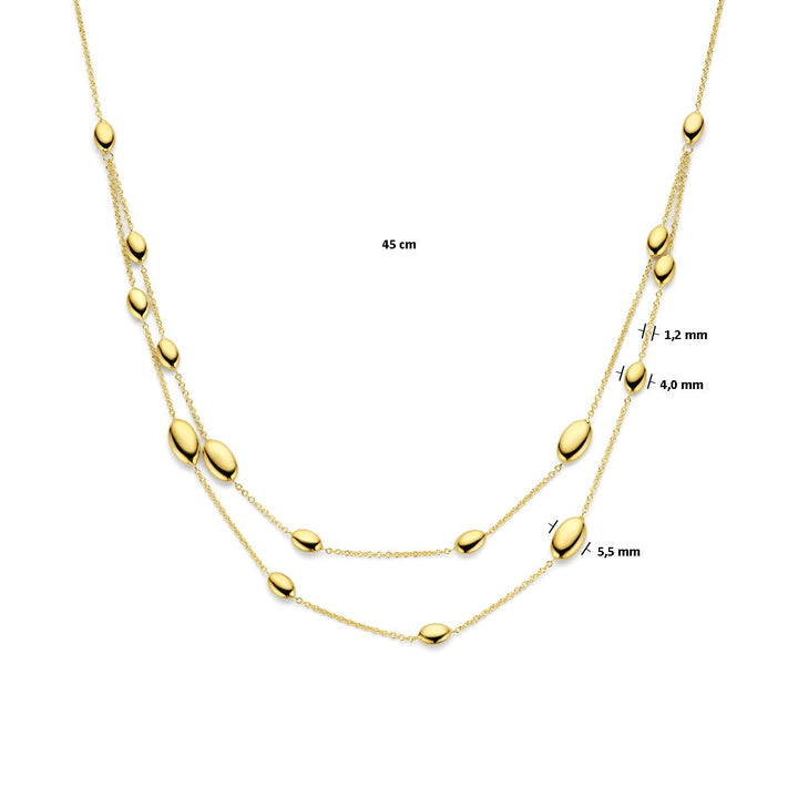 Gouden dames ketting – 14k collier met ovaaltjes