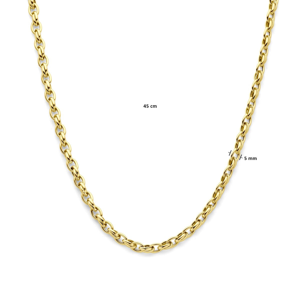 9k Geelkleurig collier met fantasie schakel 45 cm