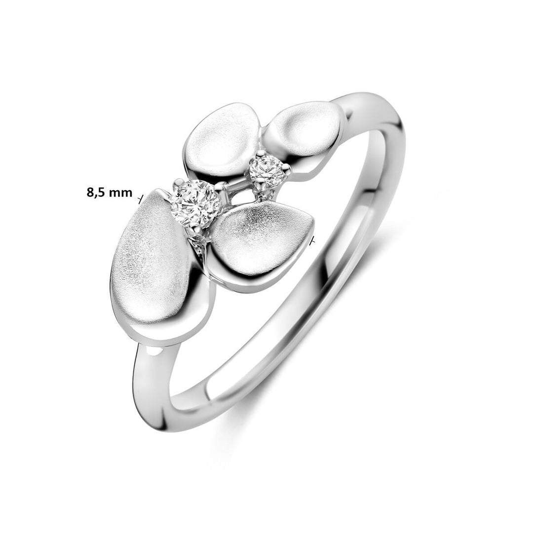 Gerhodineerd zilveren dames ring met zirkonia – 8,5 mm breed