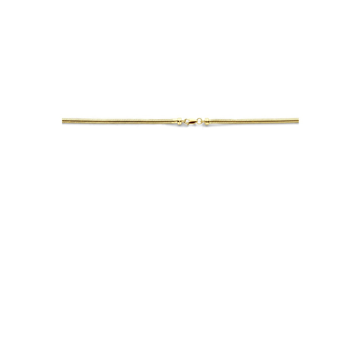 9k Geelgouden slangen collier met zilveren kern