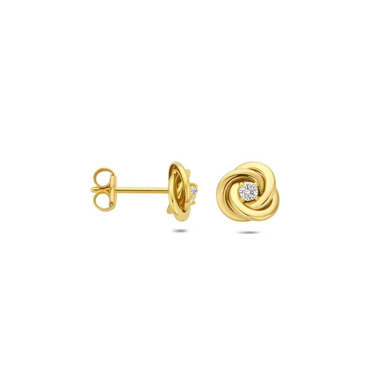 14k geelgouden oorknoppen met lab grown diamant 0,07 ct