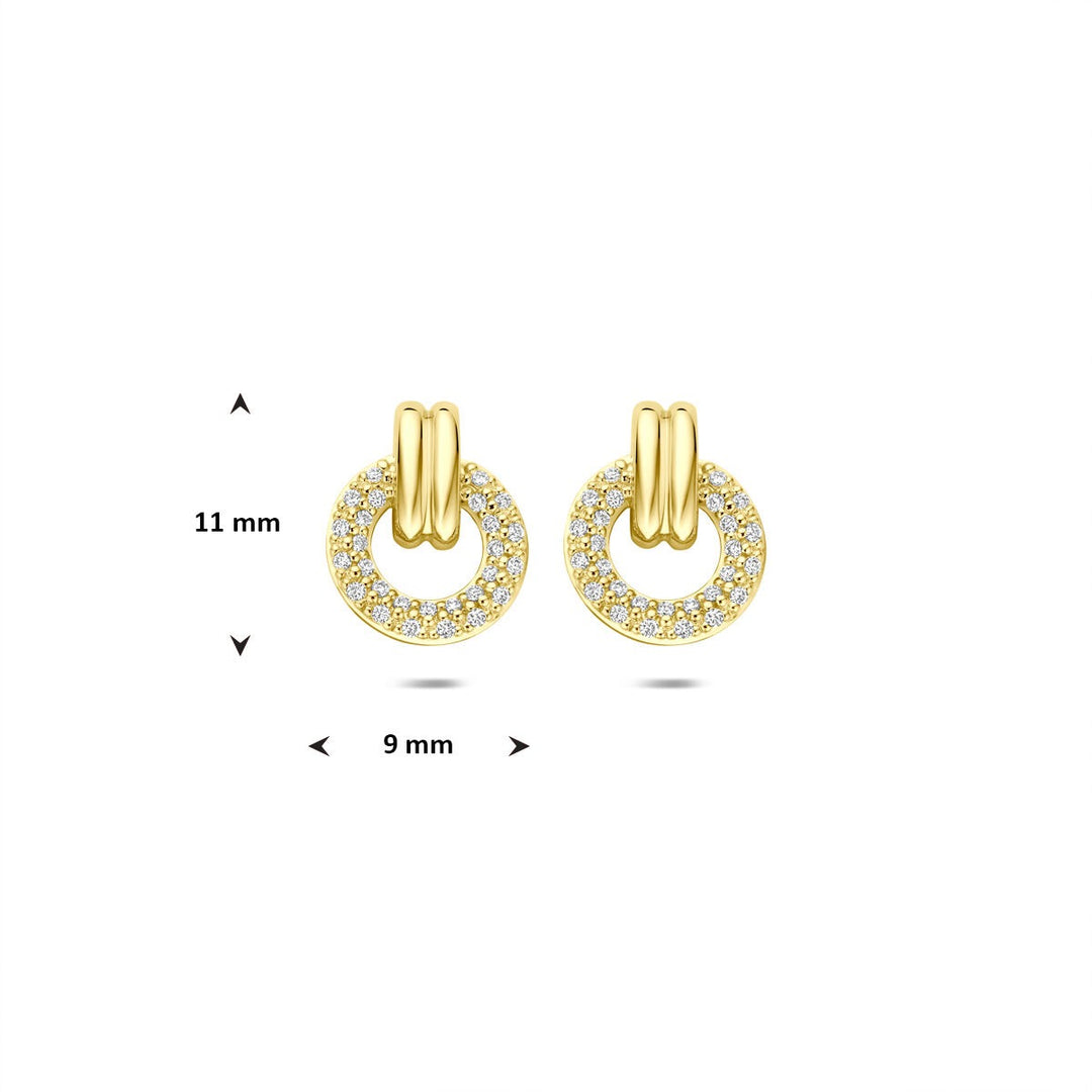 Gouden oorknopjes 14k met briljant geslepen diamant
