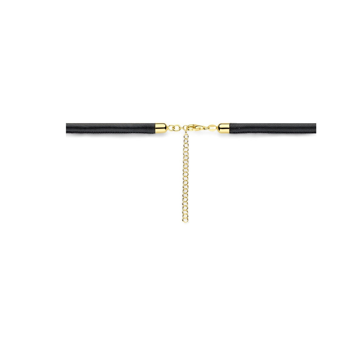 Verguld zilveren collier met hart en zwart koord