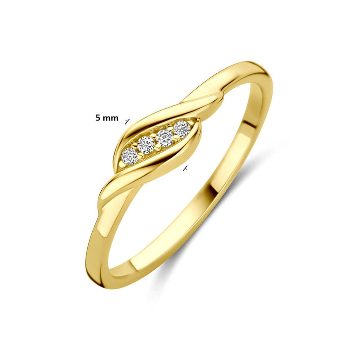 9k Geelgouden ring met zirkonia entourage