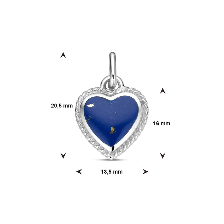 pendant heart lapis silver rhodium plated
