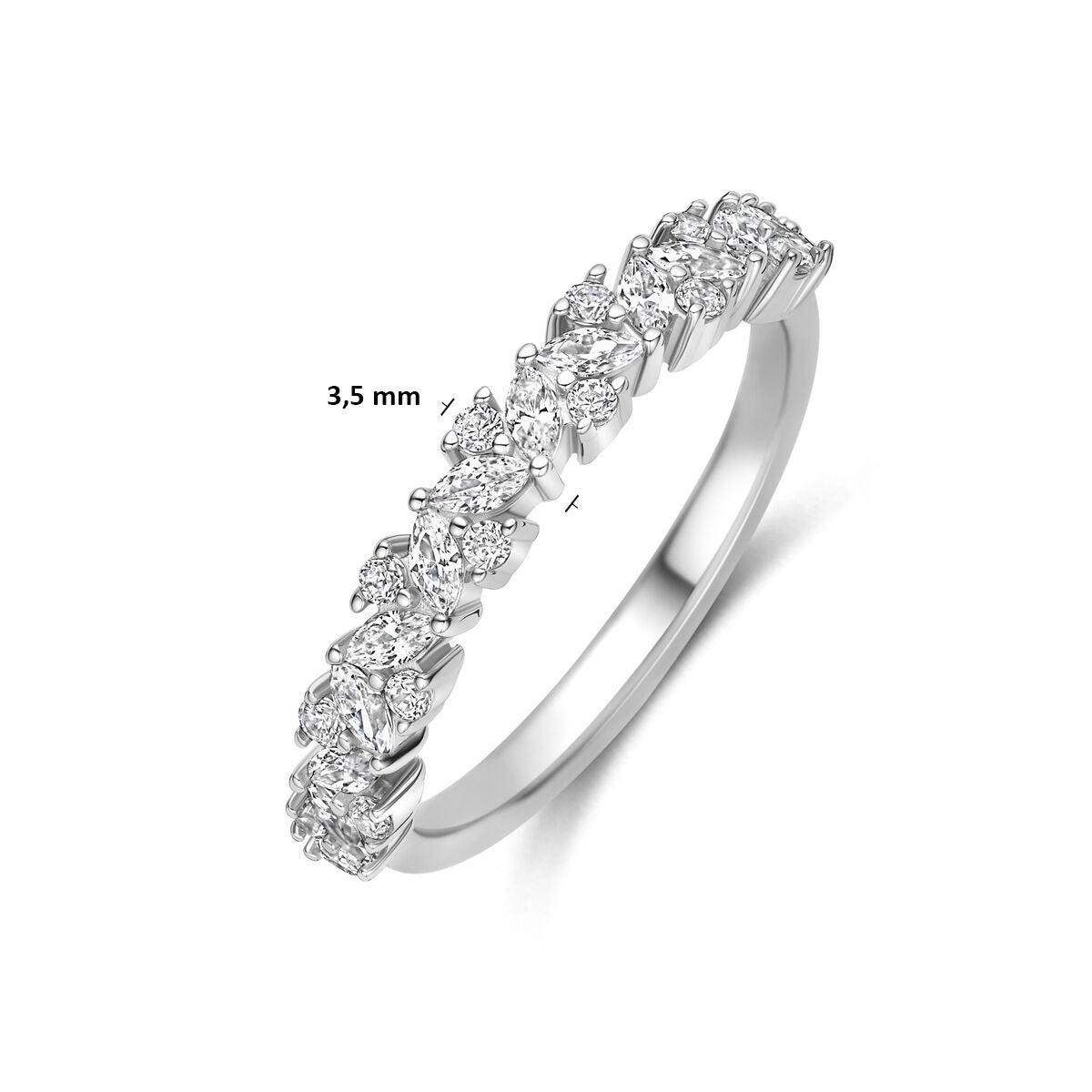 Gerhodineerd 925 Zilveren Ring met Zirkonia 3,5 mm
