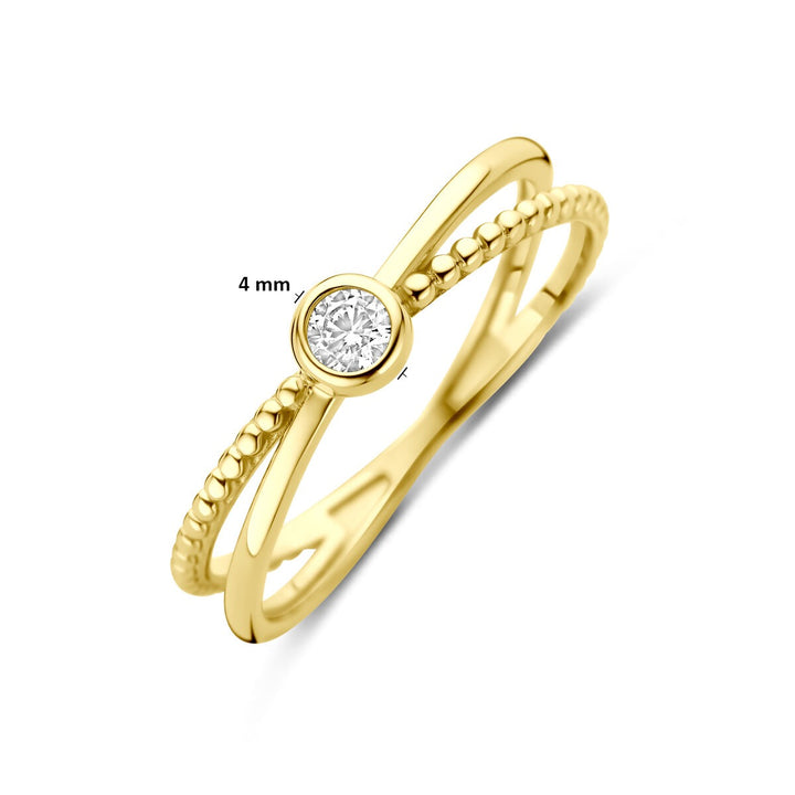 Gouden damesring met zirkonia – 14k geelgoud