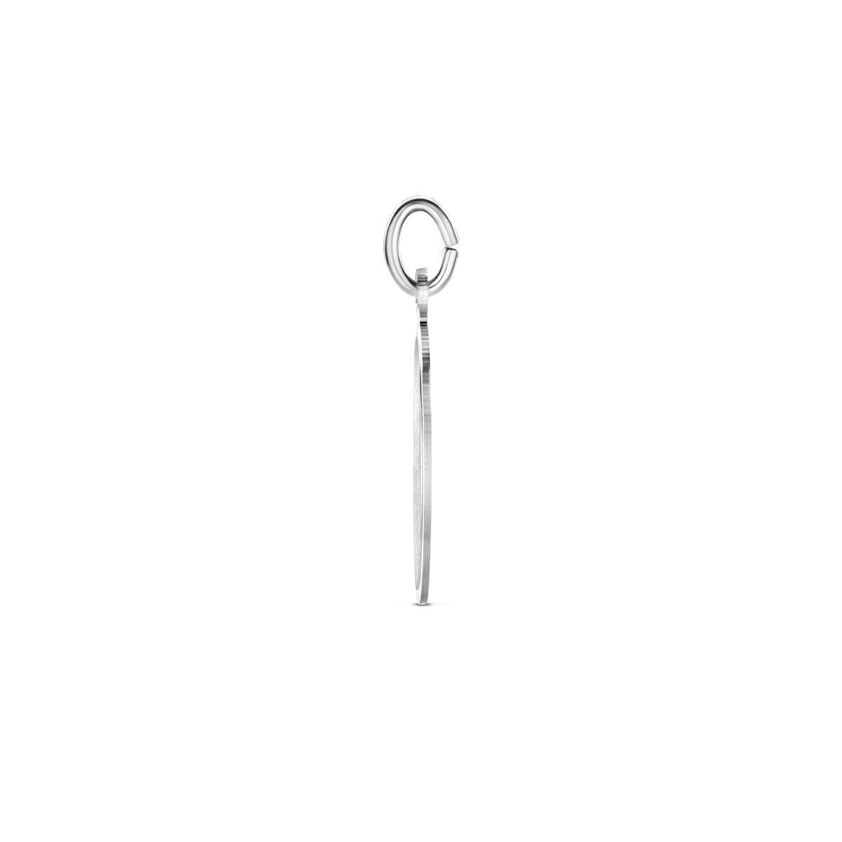 Zilveren ovale graveerhanger – gerhodineerd 925 zilver met matte en gediamanteerde afwerking